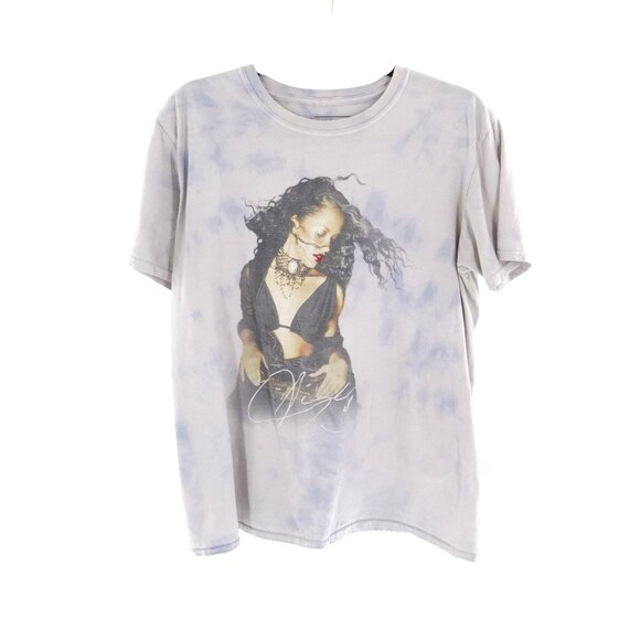 Aaliyah Tops - Aaliyah Tie Dye Graphic Tee Unisex XL Gray 90's Nostalgia Retro Music Streetwear